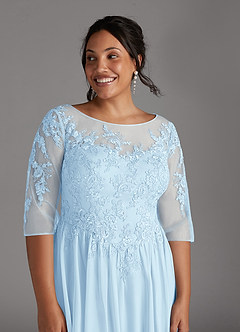Azazie Harriet Mother of the Bride Dresses Sky Blue A-Line Scoop lace Mesh Dress image12