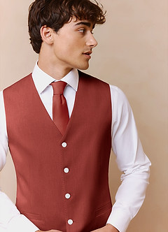front James Terracotta Structured Stretch Suit Vest