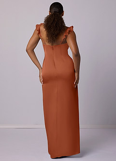 Barbie ♥ Azazie Bridesmaid Dresses Cedar Rose Sheath Stretch Satin Dress image7