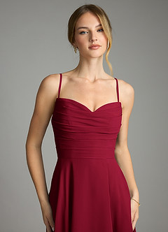 Azazie Ayla Abiti da Damigella Abito A-Line in Chiffon Scollo a Cuore Borgogna image3