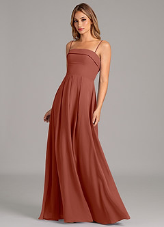Azazie Lucienne Bridesmaid Dresses Auburn A-Line Strapless Chiffon Convertible Dress image6