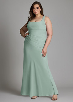Azazie Agustina Bridesmaid Dresses Agave Mermaid Corset Chiffon Dress image8