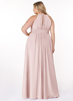 Azazie Bonnie Bridesmaid Dresses Blushing Pink A-Line Keyhole Ruched Chiffon Dress image7