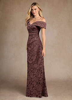 Azazie Canton Mother of the Bride Mekot Mrenneito Olkapään ulkopuolella Floral Burnout Lattian pituus Pukeutua image2