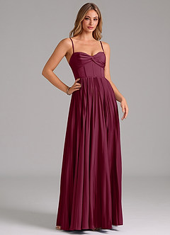 Azazie Akiko Bridesmaid Dresses Mulberry A-Line Sweetheart Neckline Stretch Satin Dress image3