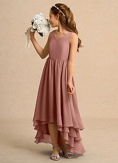 Azazie Kitten Girl Jurken voor bloemenmeisjes A-Lijn Jurk van Chiffon Ceder Roos image5