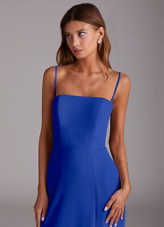 Azazie Wren Bridesmaid Dresses Royal Blue A-Line Side Slit Chiffon Convertible Dress image6