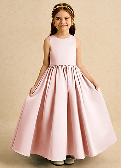 Azazie Daisies Jurken voor bloemenmeisjes Baljurk Jurk van Mat Satijn Boog Blozend Roze image5