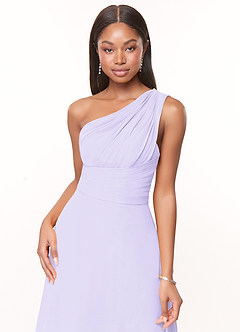 Azazie Ashley Bridesmaid Dresses Lilac A-Line Ruched Chiffon Dress image5