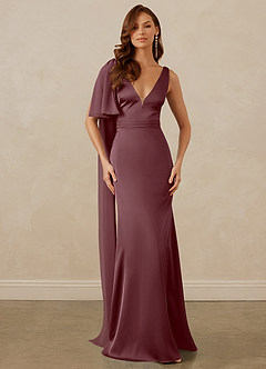 Christian Siriano Bridal for Azazie 1011 Bridesmaid Dresses Sangria Mermaid Bow Stretch Satin Dress image1