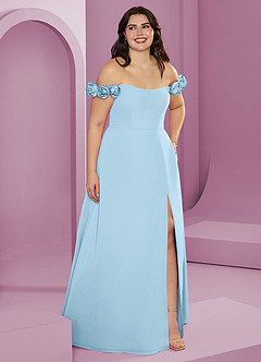 Barbie ♥ Azazie Bridesmaid Dresses Sky Blue A-Line Off the Shoulder Chiffon Convertible Dress image11