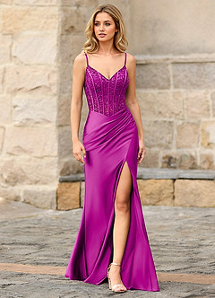Flicker Magenta Mermaid Prom Dress image4
