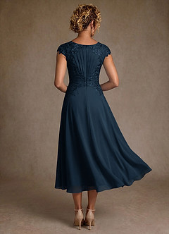 Azazie Crista Abiti per la Madre della Sposa Abito A-Line in Chiffon Pizzo Marino Scuro image2