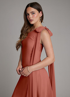 Azazie Monique Bridesmaid Dresses Auburn A-Line One Shoulder Chiffon Dress image5
