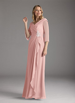 Azazie Jaycee Abiti per la Madre della Sposa Abito A-Line in Chiffon Rosa Cipria image4