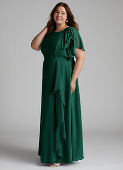 Azazie Aaliyah Modest Bridesmaid Dresses A-Line Scoop Pleated Chiffon Floor-Length Dress image7