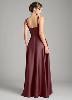 Azazie Shaude Bridesmaid Dresses Sangria A-Line Pleated Stretch Satin Dress image2