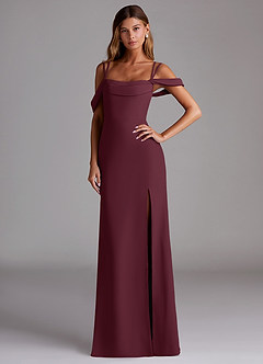 Azazie Callan Bridesmaid Dresses Cabernet Mermaid Pleated Chiffon Convertible Dress image1