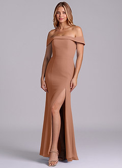 Azazie Luciana Bridesmaid Dresses Bronzer Sheath Off the Shoulder Chiffon Convertible Dress image3