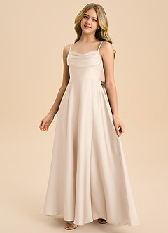 Azazie Bear Junior White Alabaster A-Line Sweetheart Neckline Stretch Satin Dress image4