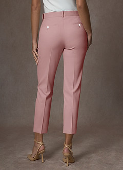 front Whitney Rosa Empoeirada Calça social cropped estruturada e elástica