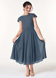 Azazie Payton Junior Neptune A-Line Bow Chiffon Dress image3
