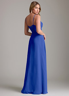 Azazie Terese Bridesmaid Dresses Royal Blue A-Line Pleated Chiffon Dress image2