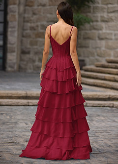 Floralace Merlot Ruffled A-line Prom Dress image3