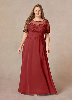 Azazie Raissa Mother of the Bride Dresses Rust A-Line Lace Chiffon Dress image12