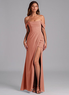 Azazie Johana Jurken voor bruidsmeisjes Converteerbaar Jurk van Chiffon met Zeemeermin Off the Shoulder Meer Gesneden image1