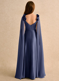 Azazie Rosita Girls Formal Blumenmädchenkleider A-Linie Plissee Matte Satin Kleid Sturm image2