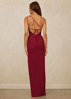 Christian Siriano Bridal for Azazie 1003 Bridesmaid Dresses Burgundy Sheath One Shoulder Chiffon Dress image2