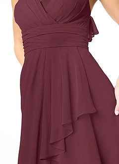 Azazie Aviv Bridesmaid Dresses Cabernet A-Line Pleated Chiffon Dress image4