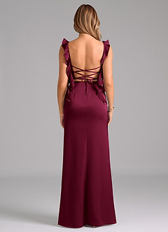 Azazie Jessamine Rochii de domnișoară de onoare Teacă Corset Satin elastic Lungime până la podea Rochie image6