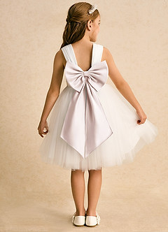 Azazie Dimple Abiti da Ragazza di Fiori Abito Principessa in Tulle Pizzo Avorio Rosa Petalo image1