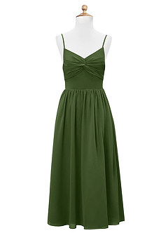 Azazie Zeya Junior Olive A-Line Chiffon Dress image7
