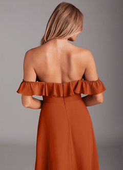 Azazie Lyra Robes de demoiselle d'honneur Robe Trapèze Convertible en Mousseline de soie Orange Brûlée image8