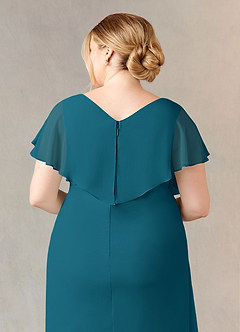 Azazie Julia Final Sale Ink Blue Sheath V-Neck Pleated Chiffon Dress image11