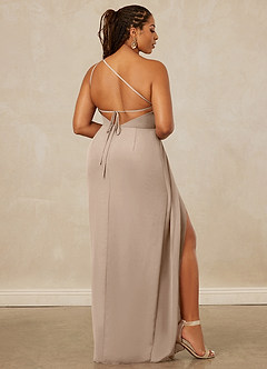 Christian Siriano Bridal for Azazie 1003 Brautjungfernkleider Etui One-Shoulder Chiffon Kleid Taupe image9