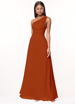 Azazie Ashley Bridesmaid Dresses Paprika A-Line Ruched Chiffon Dress image1