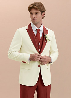 front Adrian Terracota Chaqueta de esmoquin elástica con solapas tipo chal