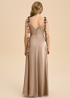 Azazie Gumdrop Junior Robe Empire en Satin extensible Plissée Taupe image7