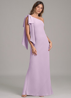 Azazie Capri Bridesmaid Dresses Frosted Lilac A-Line One Shoulder Chiffon Dress image4