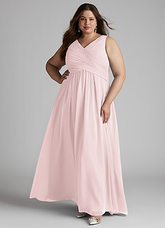 Azazie Flora Abiti da Damigella Abito A-Line in Chiffon Plissettato Rosa Rossore image10