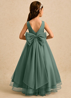 Azazie Seraphina Flower Girl Dresses Eucalyptus A-Line Pleated Tulle Dress image2