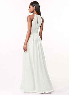 Azazie Bonnie Bridesmaid Dresses White A-Line Keyhole Ruched Chiffon Dress image2