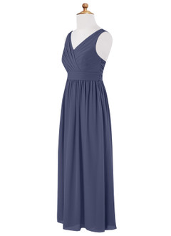 Azazie Kora Junior Stormy A-Line Pleated Chiffon Dress image7