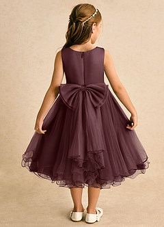 Azazie Lass Robe Demoiselle D'honneur Fillette Robe Trapèze en Tulle Arc Sangria image1