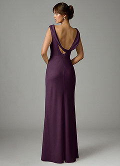 Azazie Kieryn Robes de demoiselle d'honneur Robe Sirène en Satin extensible Plissée Prune image5