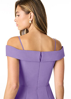 Azazie Lecia Bridesmaid Dresses Tahiti Empire Off-The-Shoulder Pleated Chiffon Convertible Dress image5